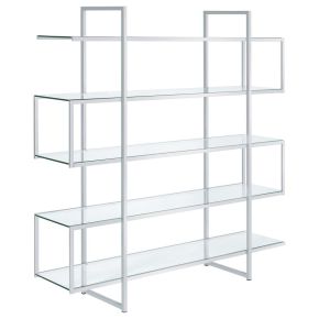 CoasterElevations 801304 Elmer - 5-Shelf Bookshelf - Clear And Chrome