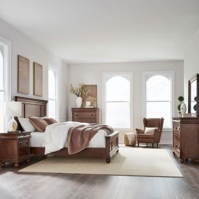 Liberty Furniture 589-BR-QPBDMCN Rustic Traditions - 5 Piece Bedroom Set (Queen Panel Bed, Dresser & Mirror, Chest, Night Stand) - Cherry