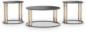 Signature Design by Ashley® T219-13 Hannerly - Occasional Table Set (Set of 3) - Black / Gold Finish