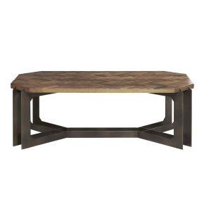 Pulaski Furniture P301727 Rustic Cocktail Table With Metal Base - Dark Brown