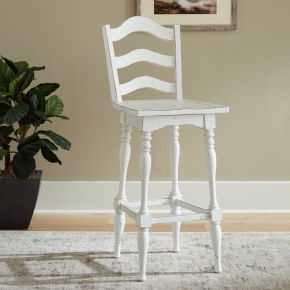 Liberty Furniture 244-B200330 Magnolia Manor - Ladderback Swivel Bar Stool - Antique White