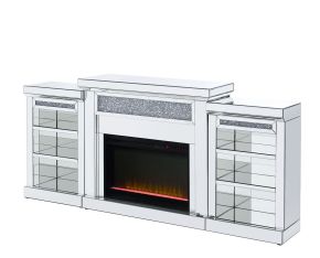 ACME 90655 Noralie - Fireplace - Mirrored & Faux Diamonds - 36"