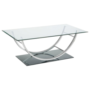 CoasterEssence 704988 Danville - Rectangular U-Shaped Glass Top Coffee Table - Chrome