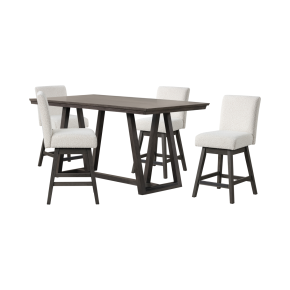 New Classic 45-4125S-DW4C High Line - Counter Table & 4 Swivel Counter Chairs - White