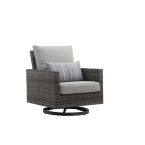 New Classic G2746-21S Bungalow - Patio Swivel Club Chair With Accent Pillow (Set of 2) - Gray