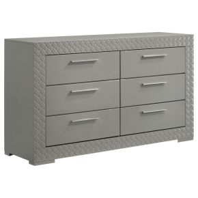 Coaster Fine Furniture 224973 Ives - 6-Drawer Dresser Cabinet - Gray High Gloss