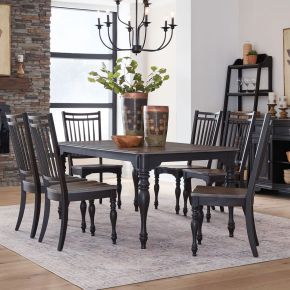 Liberty Furniture 244B-CD-O7LGS Liberty Furniture 244B-CD-O7LGS Magnolia Manor - Opt 7 Piece Leg Table Set - Weathered Bark & Antique Black