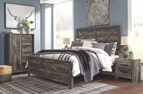 Signature Design by Ashley® B440/58/56/99/92(2) Wynnlow - Gray - 5 Pc. - King Crossbuck Panel Bed, 2 Nightstands
