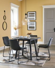 Signature Design by Ashley® D372/16/06(4) Centiar - Black / Gray - 5 Pc. - Round Dining Room Table, 4 Side Chairs