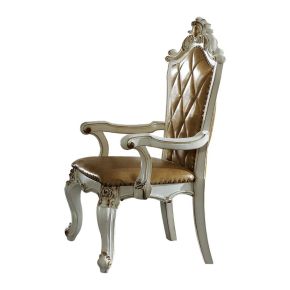 ACME 63463 Picardy - Arm Chair (Set of 2) - Butterscotch Synthetic Leather & Antique Pearl