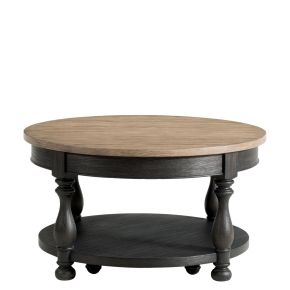 Riverside Furniture 32301 Barrington - 2 Tone Round Coffee Table - Antique Oak / Matte Black