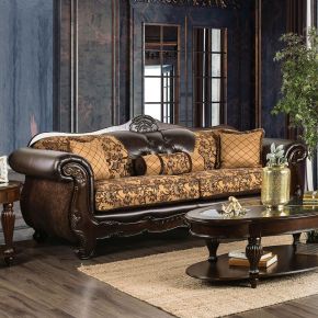Furniture of America SM6417-SF Quirino - Sofa - Tan / Dark Brown