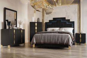 New Classic 00-2034-35C Empire - 5/0 Queen 5 Piece Bedroom Set (Bed & Dresser & Mirror & Chest & Nightstand) - Black