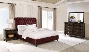 Coaster Fine Furniture 360341Q-S4 Devon - 4 Piece Queen Bedroom Set - Wine Red And Dark Oak