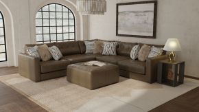 Jackson 3215/36/31/37/12/59-09 Siena - 5 Piece Modular Sectional With Cuddler Seat Cushions And Included Accent Pillows And Cocktail Ottoman - Chocolate