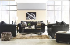 Ashley Furniture 75008/38/35/20/14 Ashley Furniture 75008/38/35/20/14 Darcy - 4 Pc. - Sofa, Loveseat, Chair, Ottoman - Black
