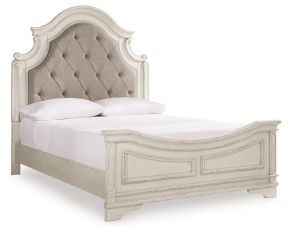 Ashley Furniture B743B2 Realyn - Queen Upholstered Panel Bed - Chipped White