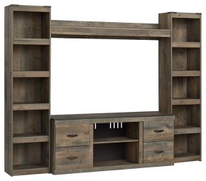 Signature Design by Ashley® EW0446W7 Trinell - 4-Piece Entertainment Center With 60" TV Stand W/Fireplace Option - Brown