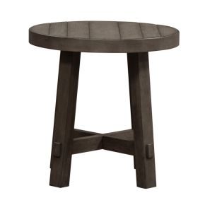 Liberty Furniture 406-OT1024 Modern Farmhouse - Splay Leg Round End Table - Dusty Charcoal