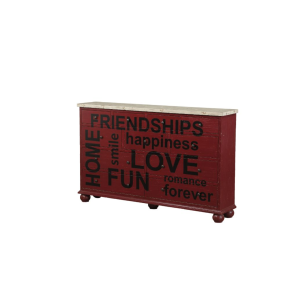 ACME 90294 Arwin - Accent Table - Antique Burgundy & White Washed