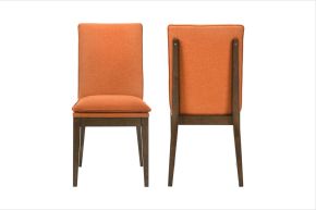 New Classic D7185B-20-ORG Maggie - Dining Chair With Cushion (Set of 2) - Terracotta / Walnut