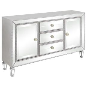 CoasterEssence 950825 Leticia - 3-Drawer Mirrored Storage Accent Cabinet - Silver