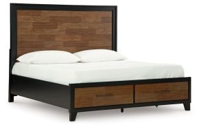 Benchcraft® B496B13 Kraeburn - California King Panel Storage Bed - Brown / Black