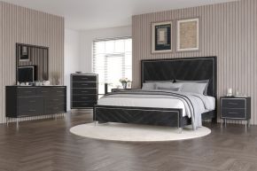 New Classic 00-B1891-26N Ava - 6/0 California King 6 Piece Bedroom Set (Bed, Dresser, Mirror, Chest, 2 Nightstands) - Black