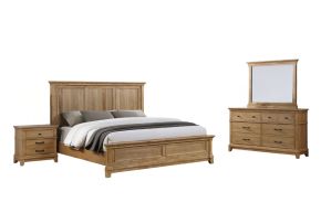 New Classic 00-B3907-34N Sunstone - 5/0 Queen 4 Piece Bedroom Set (Bed, Dresser, Mirror, Nightstand) - Natural