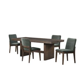 New Classic 40-D3434-RT4G New Classic 40-D3434-RT4G Kody - 79" Rectangle Fixed Top Dining Table With 4 Chair - Brown / Forest Green