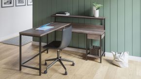 Signature Design by Ashley® H287/24/H200-09 Dorrinson - Two-tone - 2 Pc. - L-desk With Storage, Swivel Desk Chair