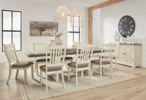 Signature Design by Ashley® D647/55T/55B/01(6)/08/60 Bolanburg - Brown / Beige - 10 Pc. - Dining Table, 6 Side Chairs, Bench, Sever