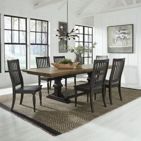 Liberty Furniture 879-DR-7TRS Harvest Home - 7 Piece Trestle Table Set - Black
