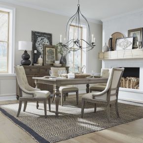 Liberty Furniture 615-DR-5LTS Americana Farmhouse - 5 Piece Leg Table Set - Light Brown