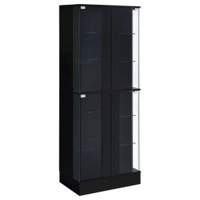 Coaster Fine Furniture 950398 Cabra - 4-Door LED Curio Display Cabinet - Black High Gloss