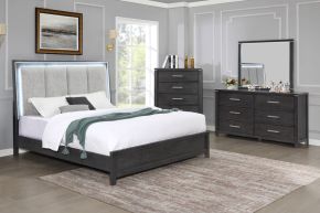 New Classic 00-6555-24C Odessa - 6/0 Western King 4 Piece Bedroom Set (Bed & Dresser & Mirror & Chest) - Dark Gray