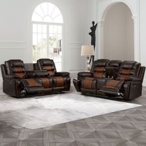 New Classic 20-7005-2NP Nikko - Manual 2 Piece Sofa & Loveseat - Brown