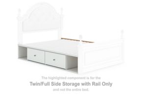 Signature Design by Ashley® PCB1819-150 Kozlani - Twin/Full Side Storage With Rail - White