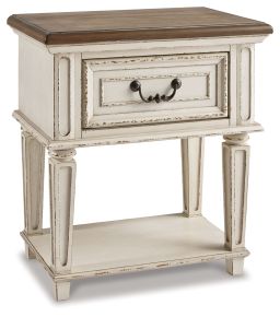 Ashley Furniture B743-91 Realyn - One Drawer Night Stand - Chipped White
