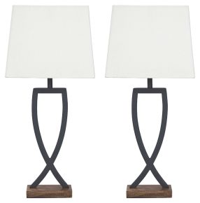 Signature Design by Ashley® L204174 Makara - Metal Table Lamp (Set of 2) - Black / Brown