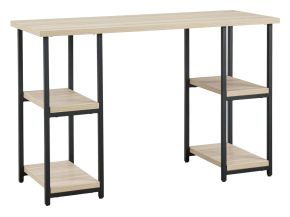 Signature Design by Ashley® H211-27 Waylowe - Natural / Black - Home Office Desk - Double-Shelf Pedestal