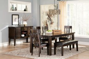 Signature Design by Ashley® D596/35/01(4)/00 Haddigan - Dark Brown - 6 Pc. - Extension Table, 4 Side Chairs, Bench