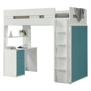 ACME 38045 Nerice - Loft Bed - White & Teal