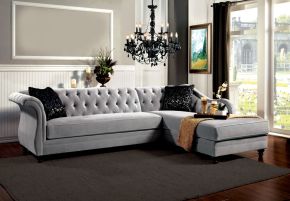 Furniture of America SM2261-PK Rotterdam - Sectional - Warm Gray / Black / Silver