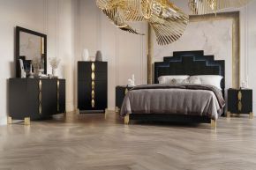 New Classic 00-2034-16N Empire - 6/6 Eastern King 6 Piece Bedroom Set (Bed & Dresser & Mirror & Chest & 2 Nightstands) - Black