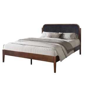 New Classic 00-B1862HG-300 Hawthorne - 5/0 Queen Platform Bed With Chair arcoal Upholstered Headboard - Brown