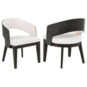 Coaster Fine Furniture 115393 Leandro - Upholstered Dining Arm Chair (Set of 2) - Burnished Black / Cream