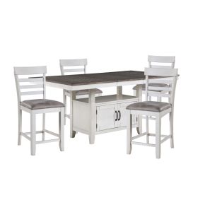 New Classic 40-7522-C4C Richland - Counter Table With 4 Chairs - White