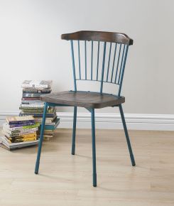 ACME 71798 Orien - Side Chair (Set of 2) - Teal & Brown Oak