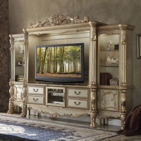 ACME 91330 ACME 91330 Dresden - Entertainment Center - Gold Patina & Bone